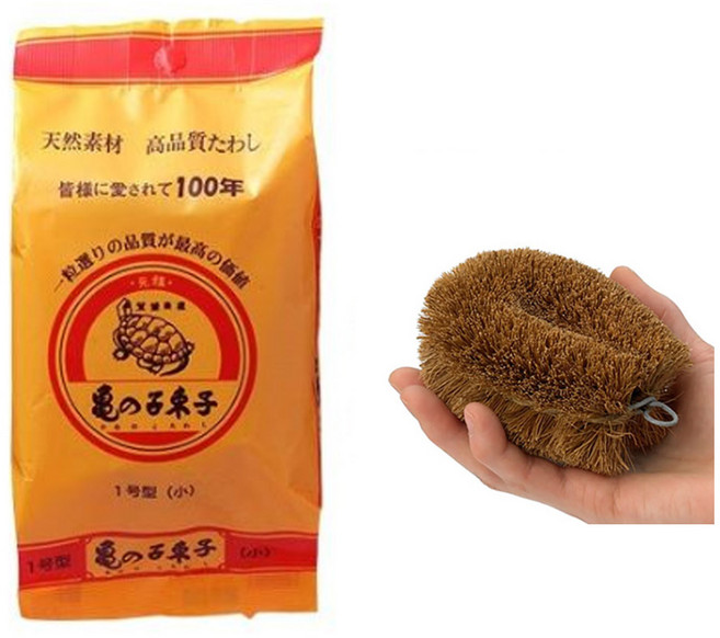 카메노코 식물성 일본 브러쉬 수세미, 2개, 1개