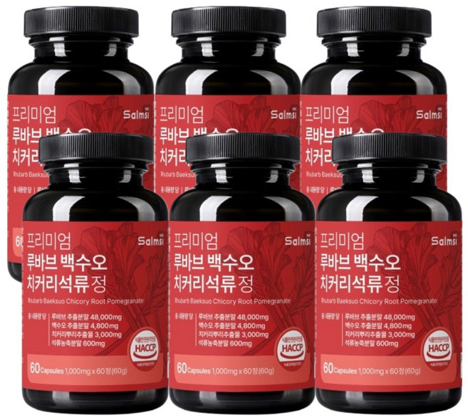 루바브 추출물 국내산 르바브 백수오 추출 분말 가루 정제 캡슐 40대 50대 중년 여성 여자 추천 rhubarb, 6개, 60정