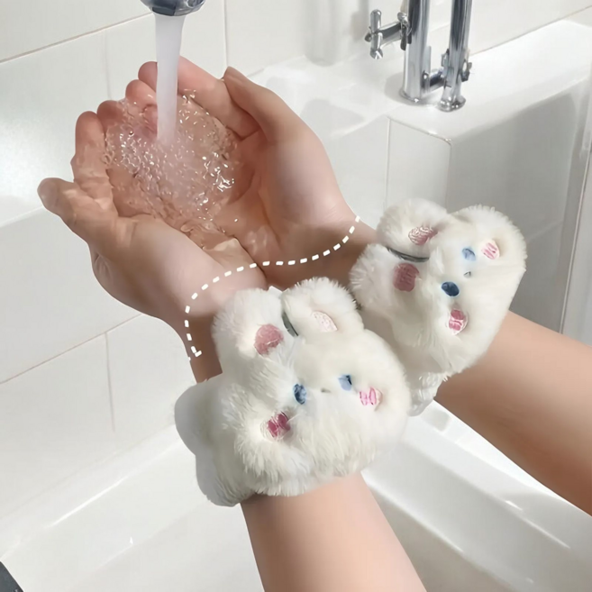 귀여운 토끼 세안 방수 슬리프 손목밴드, 1개, 화이트