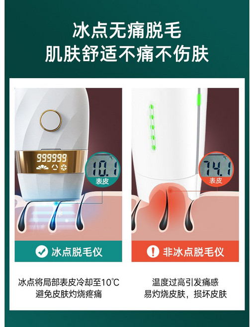 간편 가정용 레이저 제모기 RIX 레이저 빙점탈모기 불영구 가_39, 02 의미급 작은 흑통 IPL 빙점 무통 +