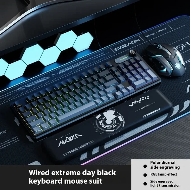 EWEADN V102 촉각 스위치 게임용 키보드 및 마우스 콤보 RGB 백라이트 PC Mac 방진 디자인 사무실 매우 반, 02 C 99 keys wired