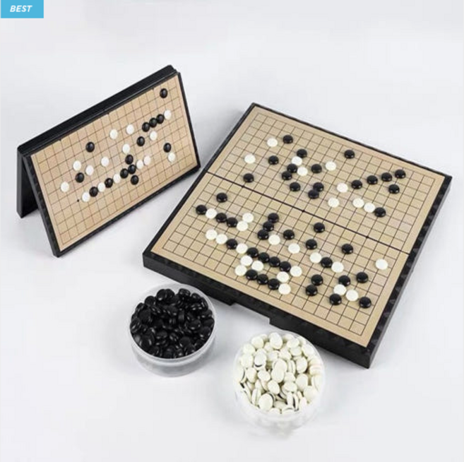 BOMSAN 휴대용 접이식 자석 바둑판 세트, 대형, 1개