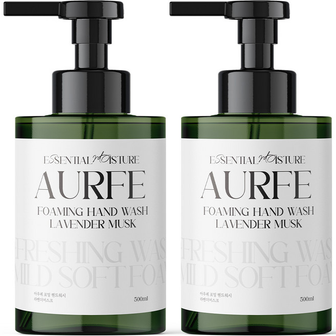 1+1 아우페 포밍 핸드워시 500ml 라벤더머스크향 대용량 손세정제 거품비누 핸드솝 펌프형, 2개