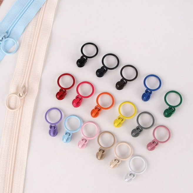 국산 3호 코일-컬러 링고리 지퍼 슬라이더, 4개, 블랙