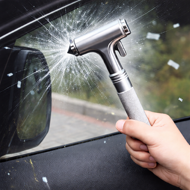 그로우핸즈 차량용 비상 탈출 망치 벨트 절단, 실버, 1개