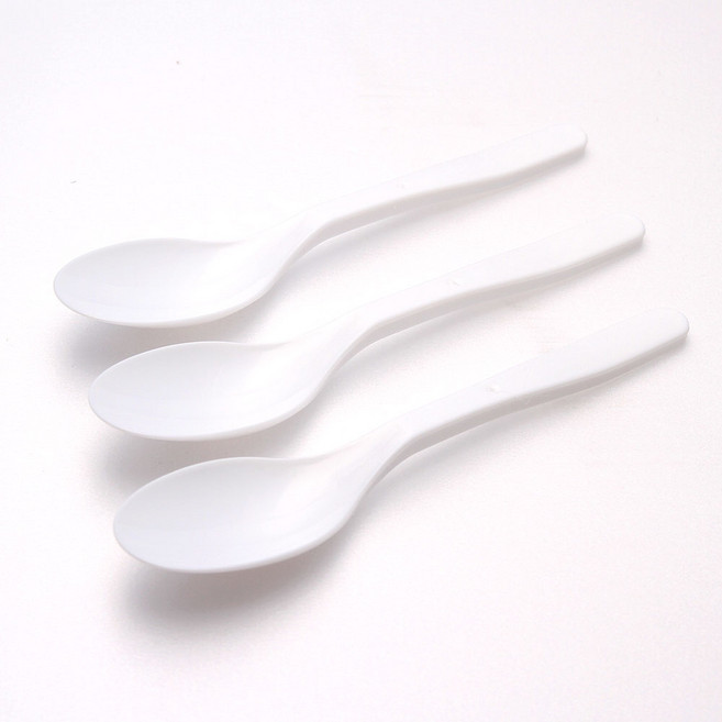 오달라 일회용 1회용 플라스틱 숟가락 수저 스푼, 500개, 줄줄이 백색, 500개, 1개입