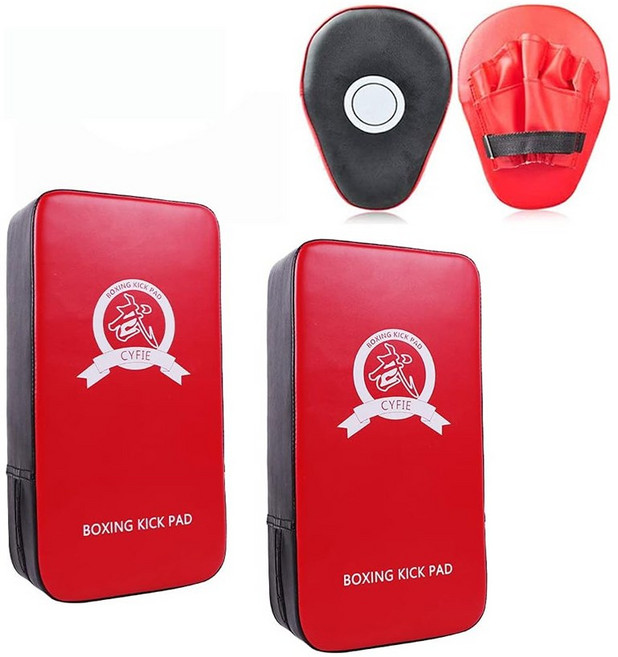 CYFIE 복싱 미트 세트 권투 미트 태권도 발차기 미트 격투기 권투 타이 무술 훈련 복싱 펀치 미트, 1세트, 레드