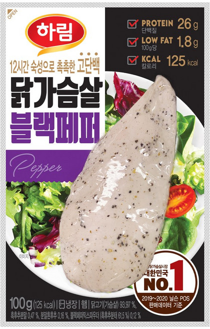 하림 닭가슴살블랙페퍼 100g, 5개