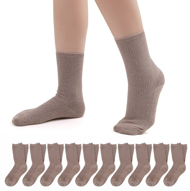 캐리루시 여성 목이긴 골지중목양말 10켤레