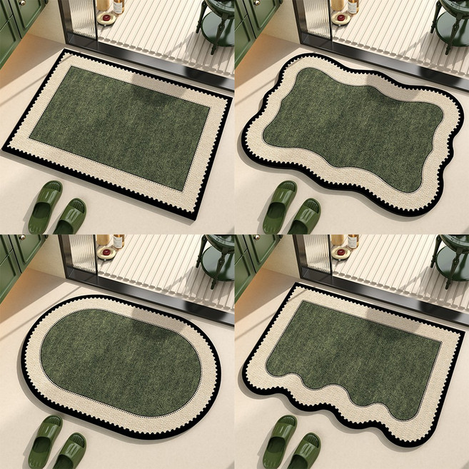 오릴리 흡수력 좋은 빨아쓰는 욕실 주방 규조토 발매트 프렌치 레트로 4종, 1개, 트위스트형