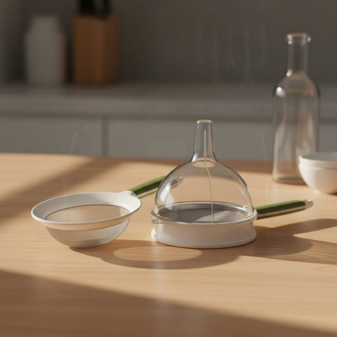 주방용 스텐 깔때기 기름 찌꺼기 필터 분리형 손잡이 채망 거름망, 1개, 1jsb 국산 깔대여과기(대)