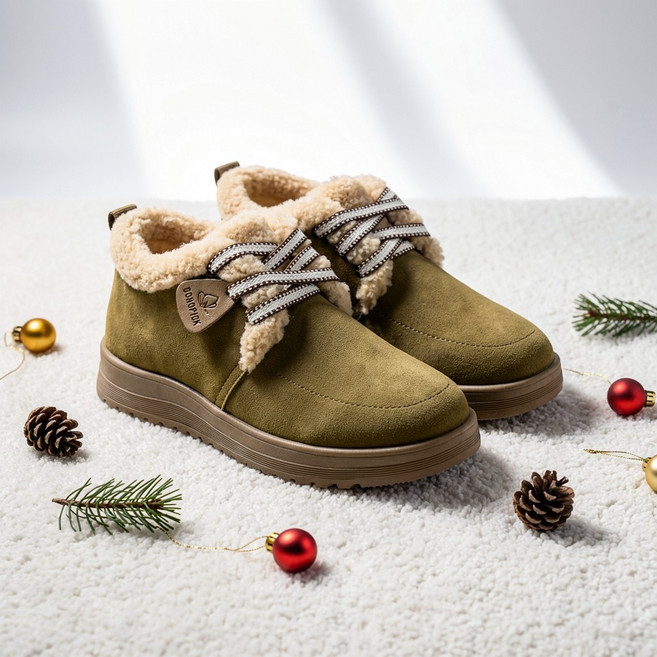 보노픽 여성 겨울 단화 발편한 털 신발 방한화