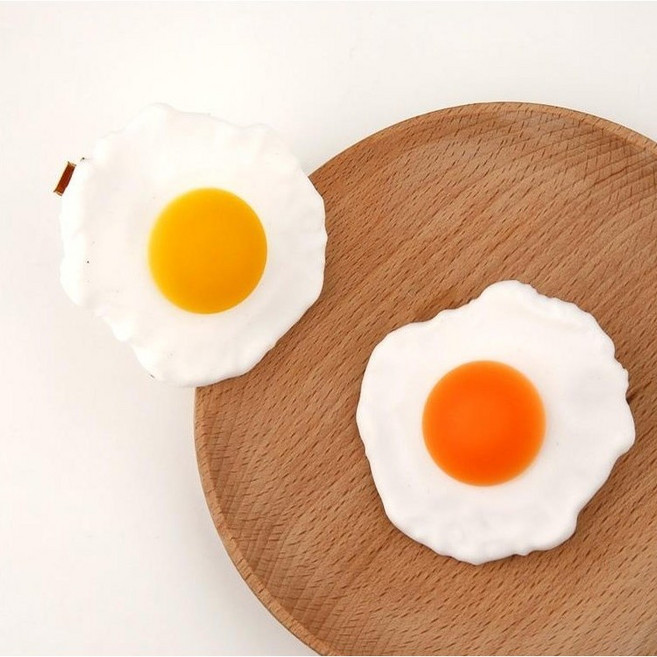 백송 노른자 톡 에그 프라이 집게핀 2색 SET 노란수란 주황수란 유니크 계란 포인트 헤어핀