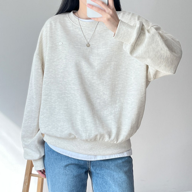 걸즈팩토리 여성용 던프릴 루즈핏 긴팔 맨투맨티셔츠 국내제작