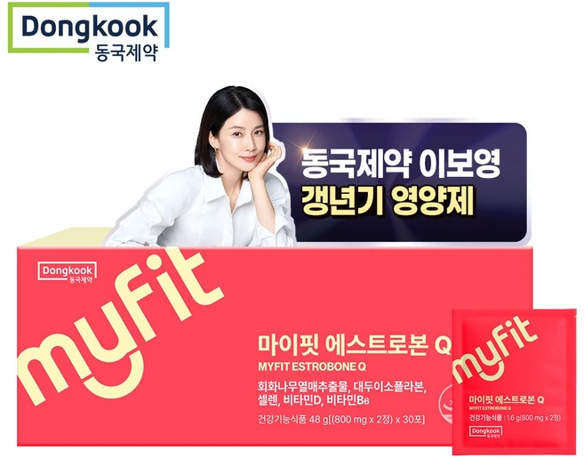 동국제약 마이핏 이보영 에스트로본 Q 여성 갱년기 뼈 건강 영양제, 1박스, 60정 - 쿠팡