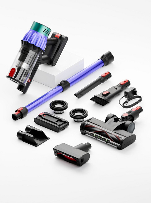 無線家用吸塵器 550W 手持多功能 適用寵物毛髮, 需自備轉接頭, 紫色常規除蟎刷30