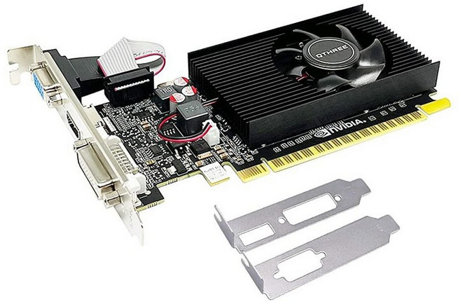 QTRIE GT 210 그래픽 카드 1024MB DDR3 64비트 HD DVI VGA 589MHz 코어 주파수 데스크탑 비디오 카드 PC 작업용 PCI Expre, GT 2103P