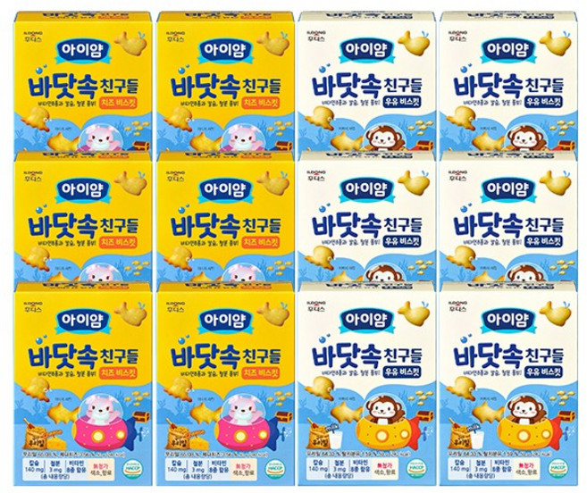일동후디스 아이얌 바닷속 친구들 12개 혼합, 1세트, 50g, 우유1 + 치즈1