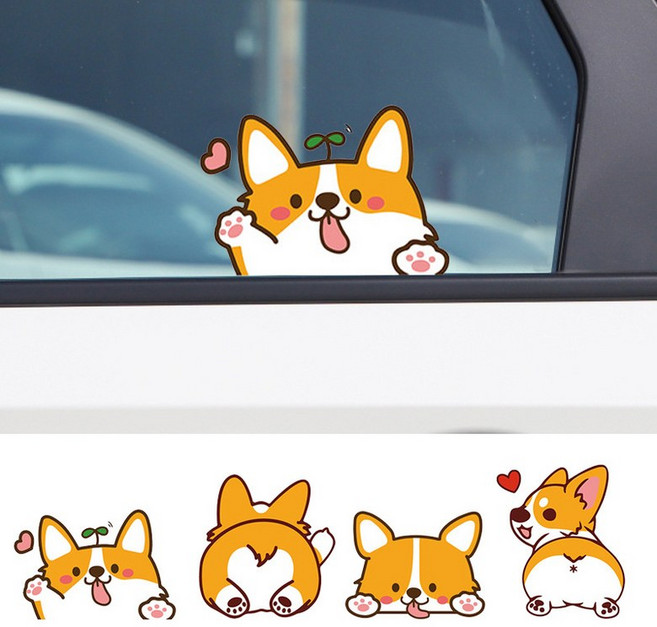 태쓰 자동차 스티커 흠집커버 스크래치 커버 차량 반창고 노트북스티커, 웰시코기4개세트, 1세트