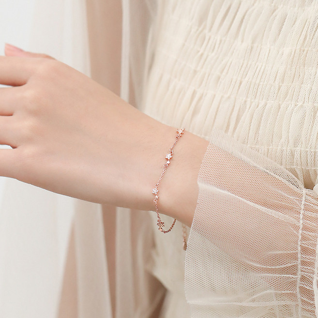 백송 리니어 반짝 별 슬림 스틸 팔찌 실버925도금 데일리 레이어드 스타 체인 우정 캐주얼