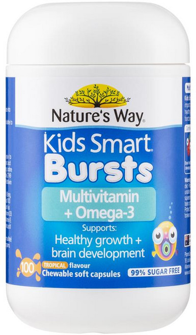 네이쳐스웨이 키즈 스마트 버스츠 무설탕 멀티비타민 + 고농축 DHA 오메가3 피쉬오일 100캡슐, 1개, 100정