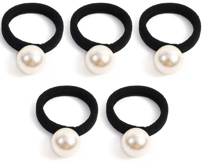 구디푸디 진주 방울 머리끈 밴드 고무줄 헤어끈 (5P)