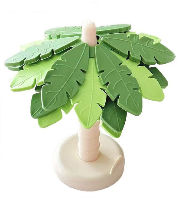 스탠딩 내열 실리콘 뜨거운 냄비 받침대 야자수 미끄럼방지 컵받침 식탁 장식 주방용품 집들이 선물 4p세트, 1개, 그린