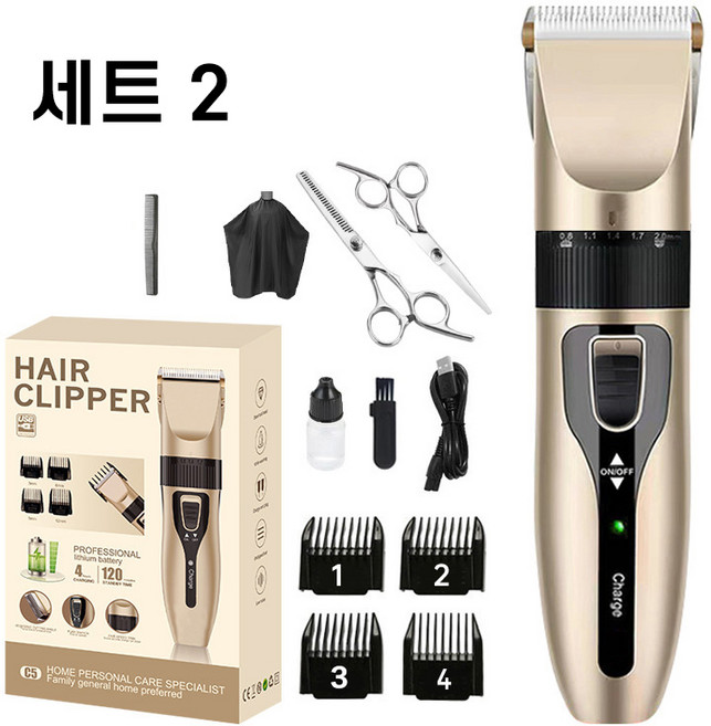 바리깡 전문가용 전동 이발기 삭발 이발 도구 가정용 미용실 전용 전기 이발기 조각 전기 이발기 풀패키지 세트, 1개, 골드 B세트