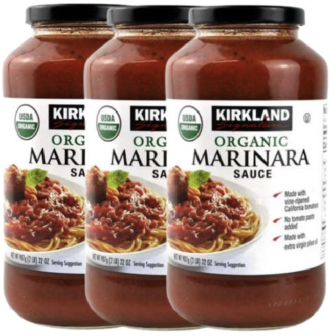 코스트코 커클랜드 유기농 마리나라 소스 907g x 3개 토마토 오가닉 파스타 스파게티, 1세트, 2.721kg