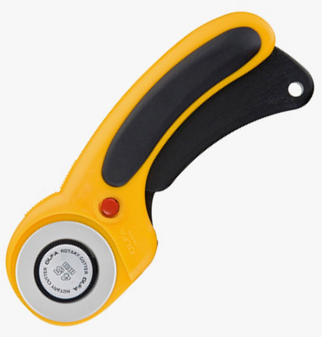 올파 OLFA 로터리 커터 원형칼 재단 회전 직물 종이 공예 직선 곡선 절단 RTY-2DX, 1개