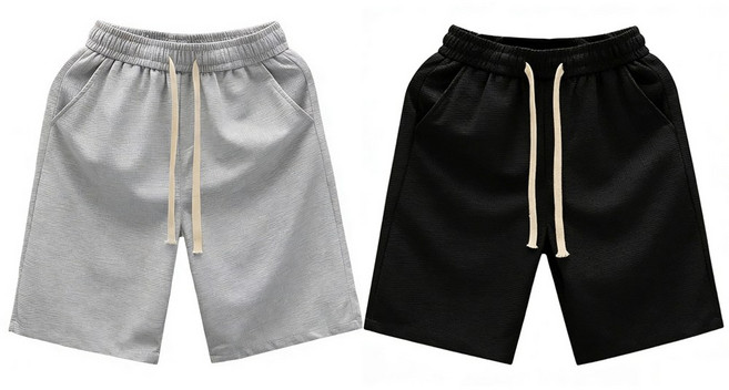 라뷰드 2개 세트 여성 밴딩 5부 와이드 반바지 편안한 데일리 트레이닝 팬츠 허리 고무줄 스트랩 여름 기본 하의