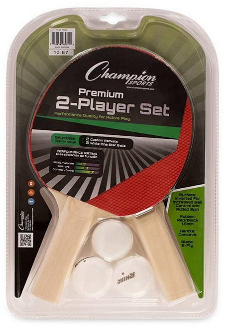 Champion Sports PN200 탁구 세트: 2인용 탁구 액세서리 키트 패들 2개 및 공 3개 남성 여성 및 아동용 실내 탁구 장비 블랙/레드, Black/Red