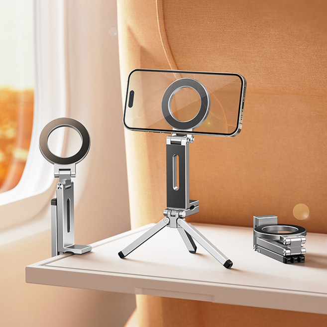 삼각대 맥세이프 비행기 거치대 알루미늄 기내용 여행용 셀카봉 탁상용 거치대, 1개