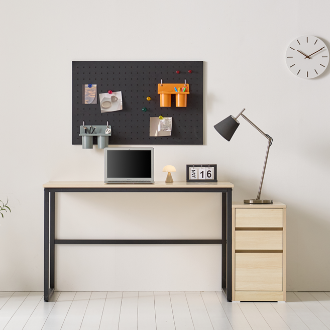 하버드 입식 선반 LPM 철제 공부 아이 화이트 서재 전면 일자 성인 컴퓨터 책상 900 1200 1500, 블랙/워시