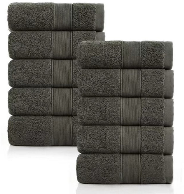 록신 호텔수건 라인보더 200g 40수 코마사, 그레이, 10개