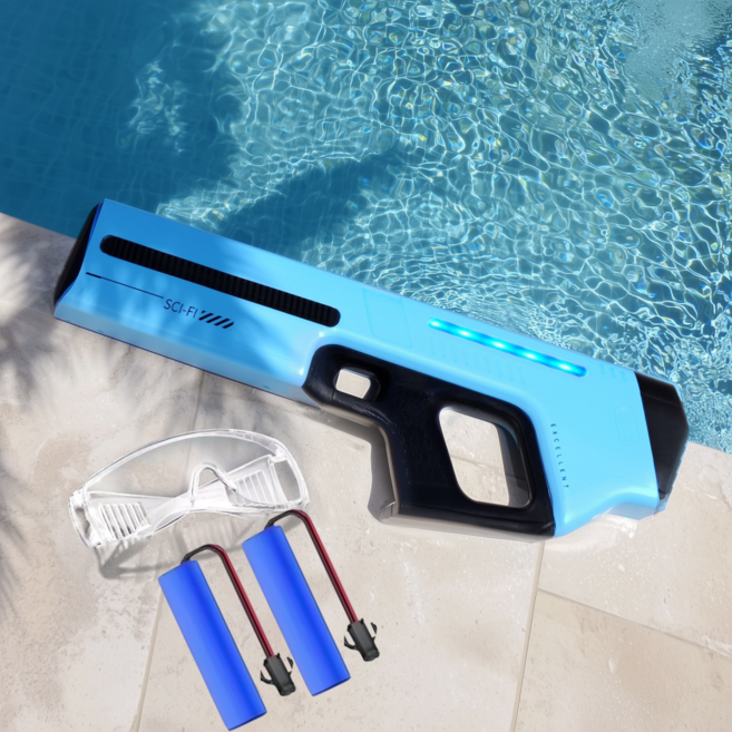 또이베베 풀파워 전동물총 자동 워터건, 스카이 블루, 1개