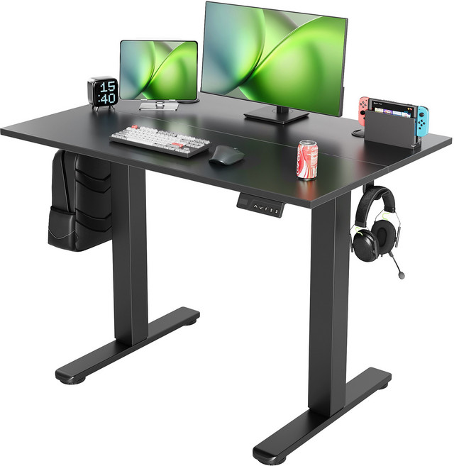 Claiks 스타일 높이조절 모션데스크 전동 컴퓨터 책상 공부 사무용 스탠드 테이블, 블랙