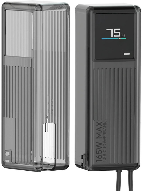 Xiaomi 165W 전원 은행 TPU 케이스 USB C 휴대용 충전기가 내장된 10000mAh 스크래치 방지 보호 커버, 02 Transparent Black