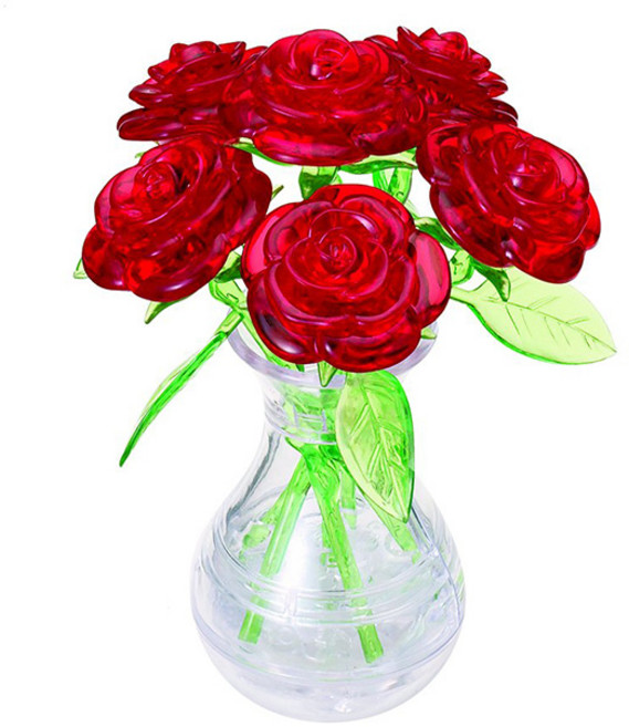 제루엘 장미 화병 3D 크리스탈퍼즐, 47피스, 레드, 1개