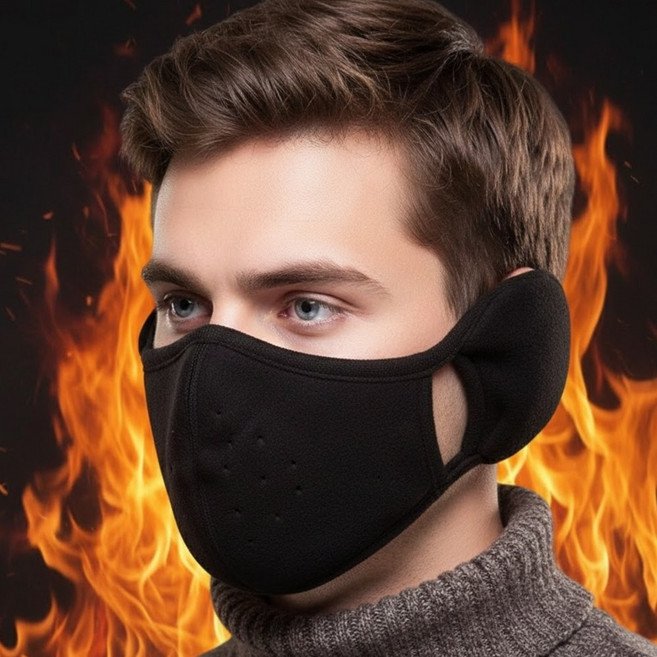 빈시엔 몽글이 귀도리 마스크 귀마개, 블랙, 1개, 1개입