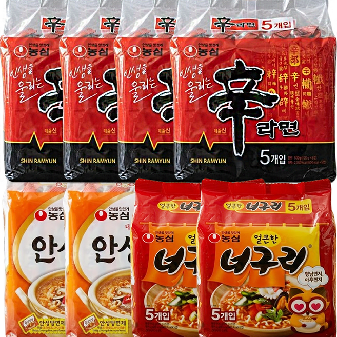 신라면20입 +안성탕면10입 +너구리10입 (총 40봉), 40개, 40개