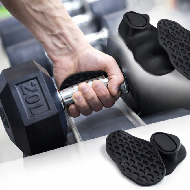 덤벨 그립 역기 손잡이 미끄럼방지 헬스 스트랩, 1세트, 블랙