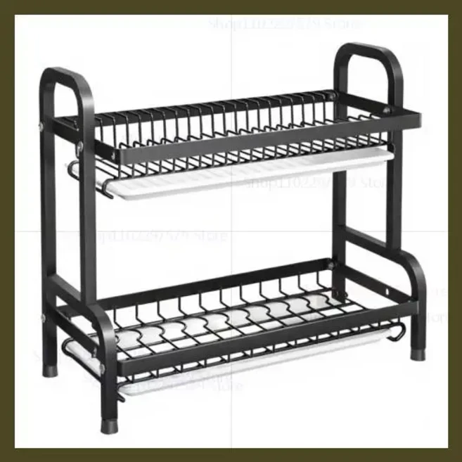 쿠쿠스토어 2025년형 2단 컴팩트 식기 건조대 (배수구 및 홀더 포함) 대형 녹 방지 주방, 02 Double layer