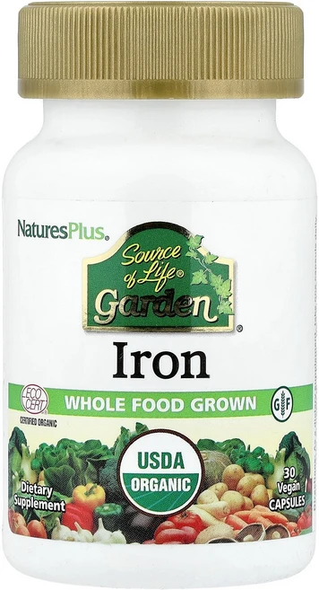 NaturesPlus Source of Life Garden® 철분 베지 캡슐 30정(캡슐 1정당 18mg) NaturesPlus (네이처스플러스), 1, 30정 - 쿠팡