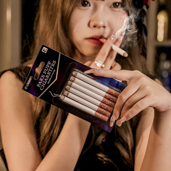 연기나는 가짜담배 모형 연극 마술 소품 재미있는 코스튬 페이크 시가렛 리얼, 1개, 신형 2개 가짜 연기