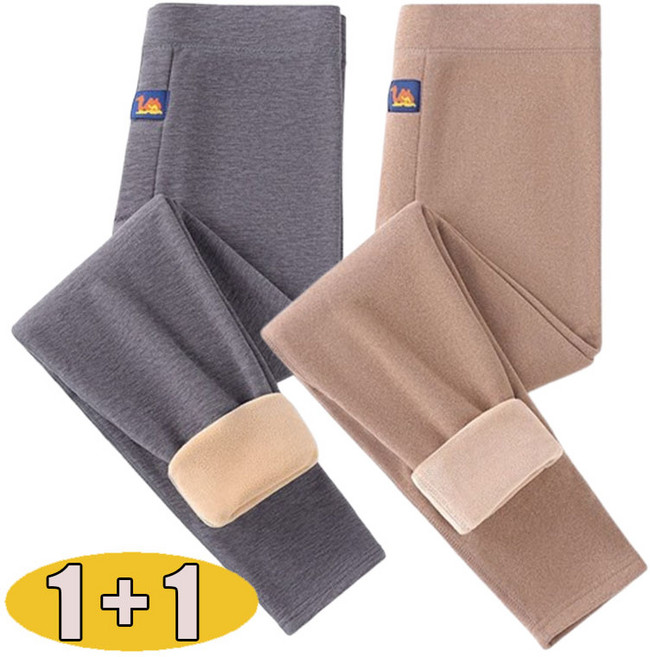 1+1 남성 기모 양털 내복 바지 빅사이즈 따뜻한 후리스 방한 하의 발열 레깅스 스판 타이즈