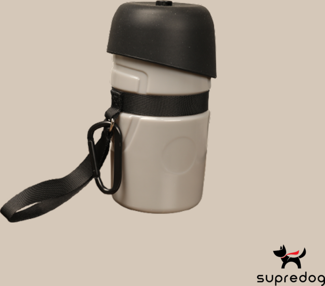 슈프리독 강아지 외출 산책 물통 위치 접이식 대형견 실리콘 리필 물병 21oz 600ml, 1개, 그레이