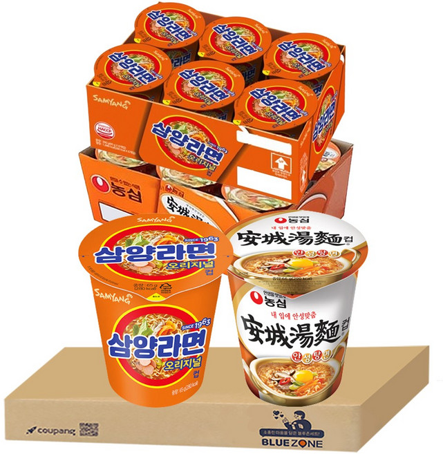 블루존 안성탕면컵(6입)+삼양라면 소컵라면 65g (6입)