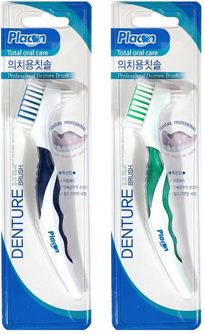 플라콘 틀니전용칫솔 1개 틀니칫솔, 1개입, 2개