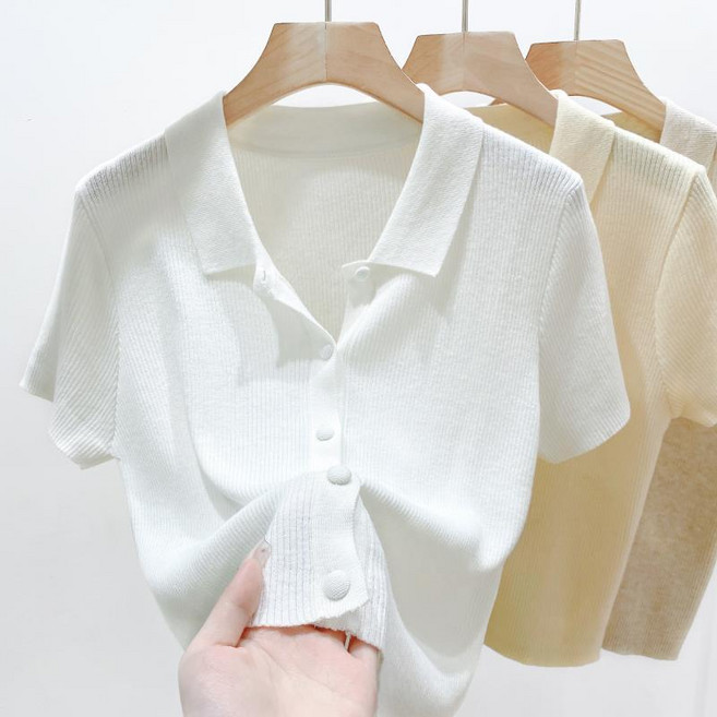 별후이 여성용 여름 빅사이즈 데일리 얇은 아이스 니트 숏 가디건 반팔 티셔츠 24r07j